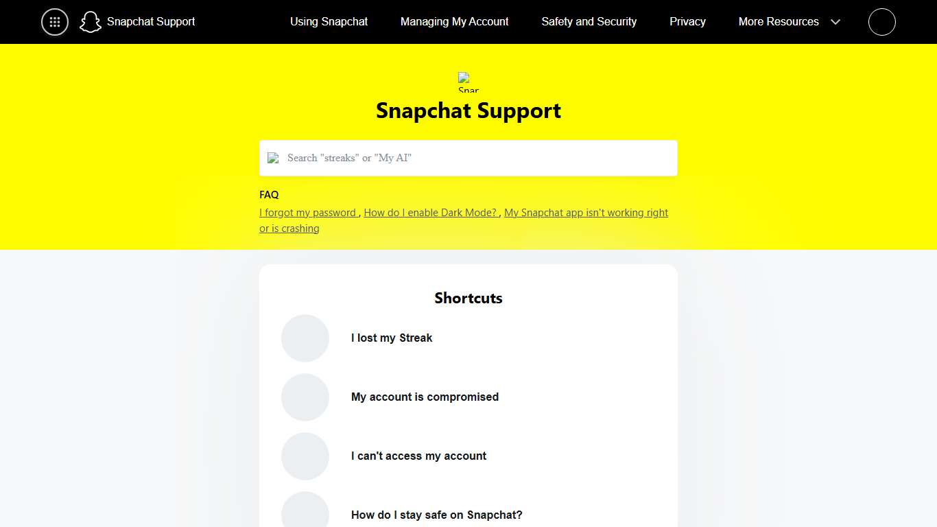 Snapchat Support