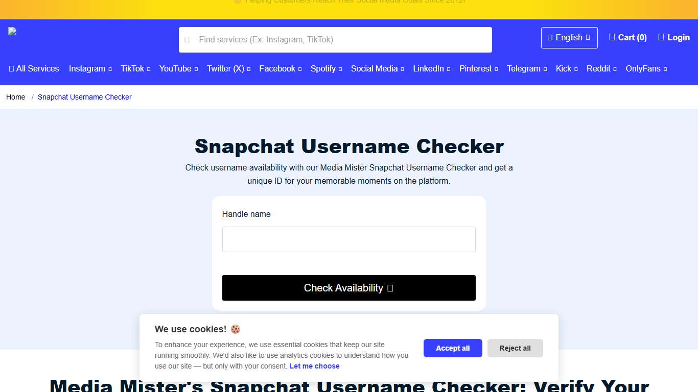 Free Snapchat Username Checker | Media Mister